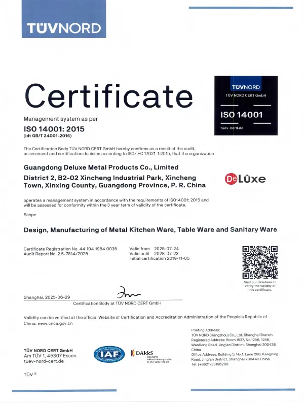 ISO 14001 Environmental Management System Certificate